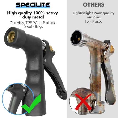 Specilite Garden Hose 75Ft X 5/8 Inch With Industrial High Pressure Nozzle, Heavy Duty Hot/Cold Water Hose,Flexible Hybrid Rubber Hose Tough For Industry Leak-Proof&No-Kink,3/4"Stainless Steel Fittings thumb #6