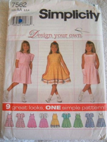 Patron robe enfant Simplicity 7562 solution 9 en 1 pour coudre les tailles 2 à 4