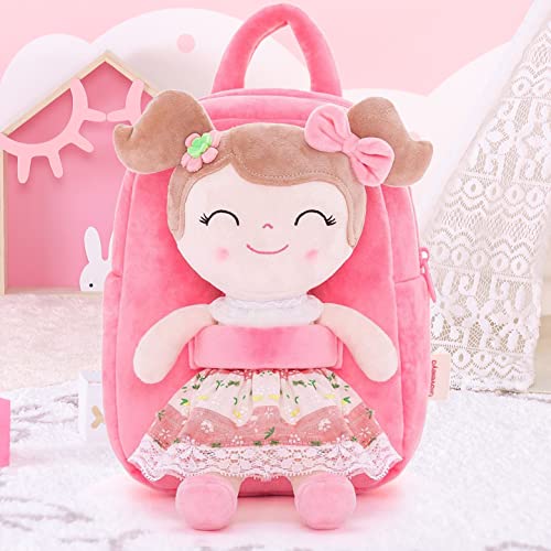 Gloveleya Toddler Backpack Baby Girl Gift Plush Bag Diaper Bag with Spring Girl Doll Pink 9 Inches - Image 6