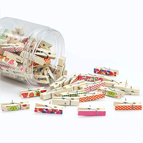 50 Pieces Wooden Push Pin Clips Decorative Thumbtacks Wooden Crafts Pins For For Cork Boards Artworks(50) #TOP5
