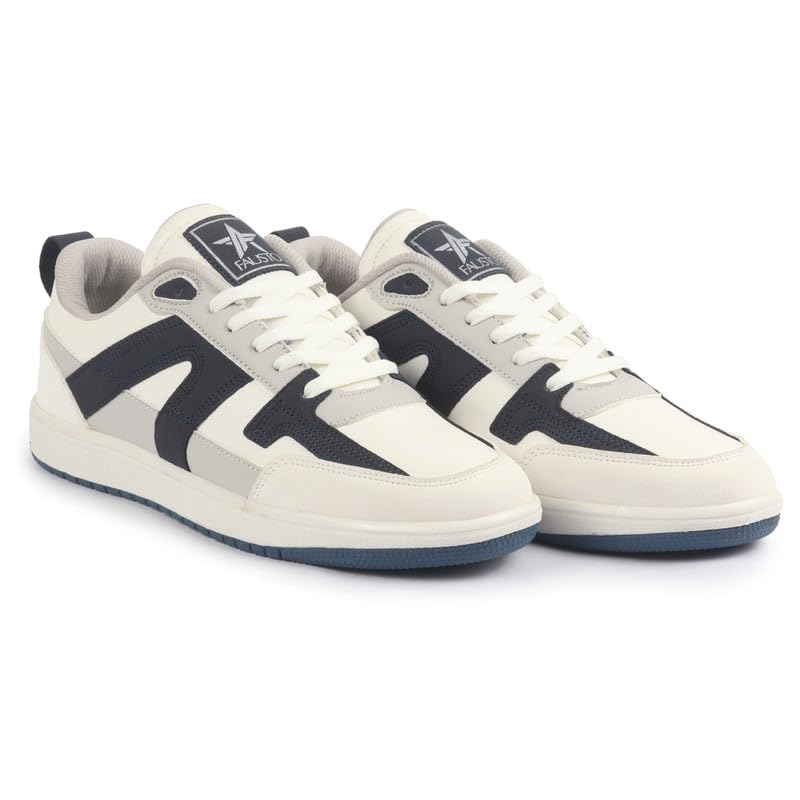 Image of FAUSTO Men Colorblocked Lace Up Sneakers | Classic Casual Shoe | Soft Cushioned Insole | Low Top Sneaker Shoes