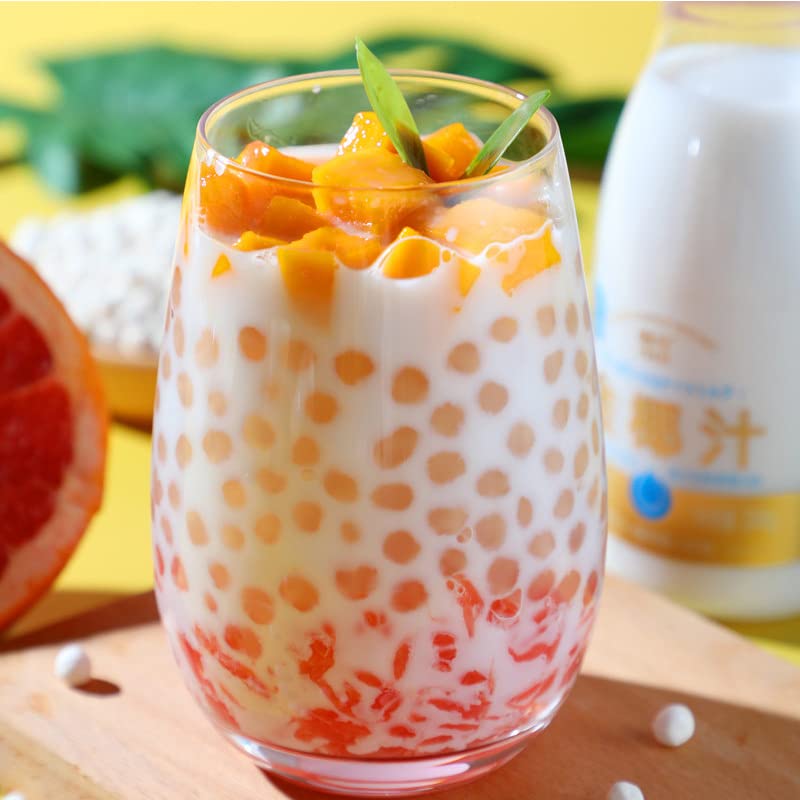 Miniatura 5 de Sago, leche de coco, rocío de sagú, granos de sagú, fruta de mango cruda, ingredientes, ingredientes de postre de té con leche14.1oz