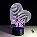 Produktbild Optische Täuschung 3D Liebe Nacht Licht 16 Farben Andern Sich Fernbedienung USB-Strom Touch Schalter Dekor Lampe LED Lampe Tisch Kinder Brithday weihnachten Geschenk