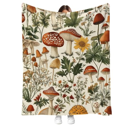 YRWSU Vintage Mushroom Cottagecore Throw Blanket 50'x60'