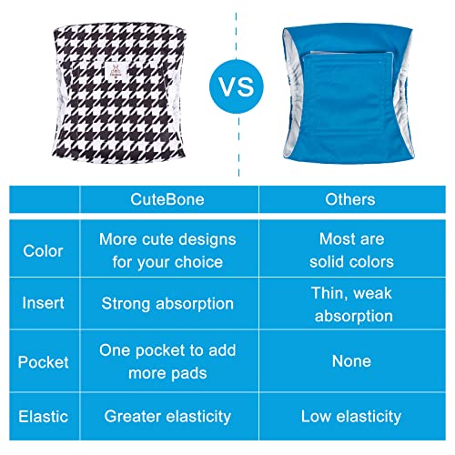 Image of CuteBone Dog Diapers Male 4 Pack Puppy Wraps Reusable Doggie Belly Bands for Male Dogs Small Medium Large