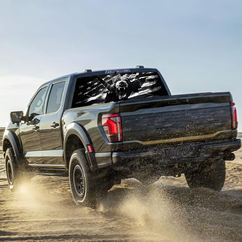 Image of Rear Window Decals for Trucks - 65x22 in Back Window American Flag Decals Fit Most Pickup Trucks SUV, Vinyl Back Window Decal Truck Rear Window Graphics for Personalized