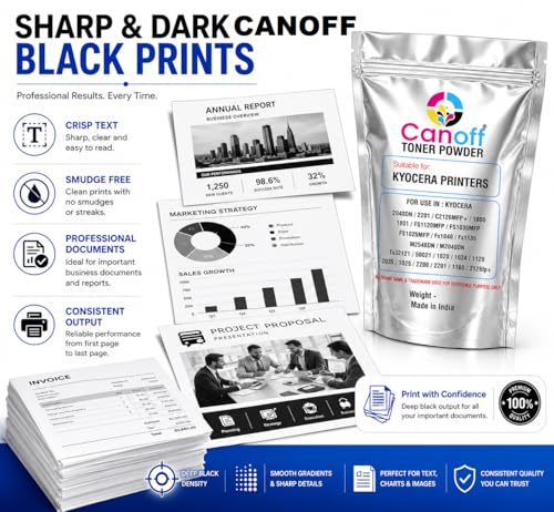 Image of CANOFF Toner Powder for KYOCERA TASKALFA 1800 1801 2200 2201 2540 2560 3040 3060 6025 6030 6525 ECOSYS 1024 1035 1120 1135 2035 2040 2530 2640 Printer and Copier (1Kg. Toner Powder)