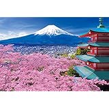 エポック社 300ピース ジグソーパズル 日本風景 春風富士と五重塔-山梨 (26×38cm) 25-195s のり付き ヘラ付き 点数券付き EPOCH