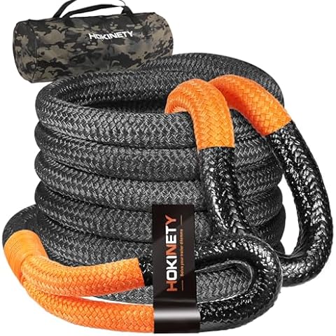 Kinetic Recovery Tow Rope: 1.25" x 30ft 54000LBS Snatch Strap Heavy Duty Offroad Towing Straps Kit for Trucks SUV UTV ATV Tractor Car Jeep - Black Cover