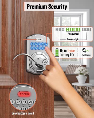 Teeho Keyless Entry Electronic Door Locks With Keypads - Smart Deadbolt Lock - Front Door Lock Set With Door Handle - Auto Lock - Easy Installation #TOP5