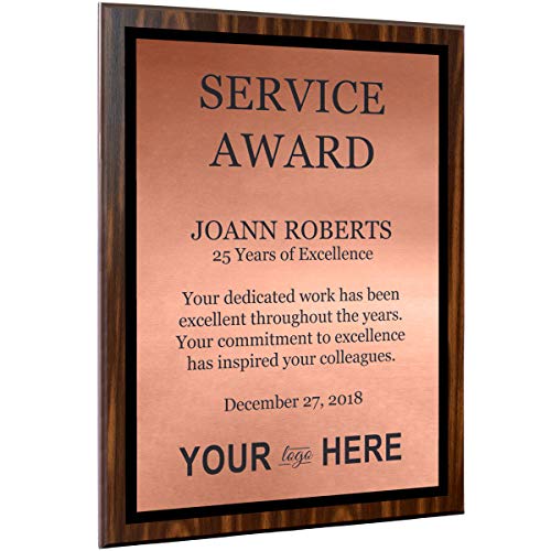 Personalized Solid Metal w/Wood Plaques and Awards. Great for Retirement