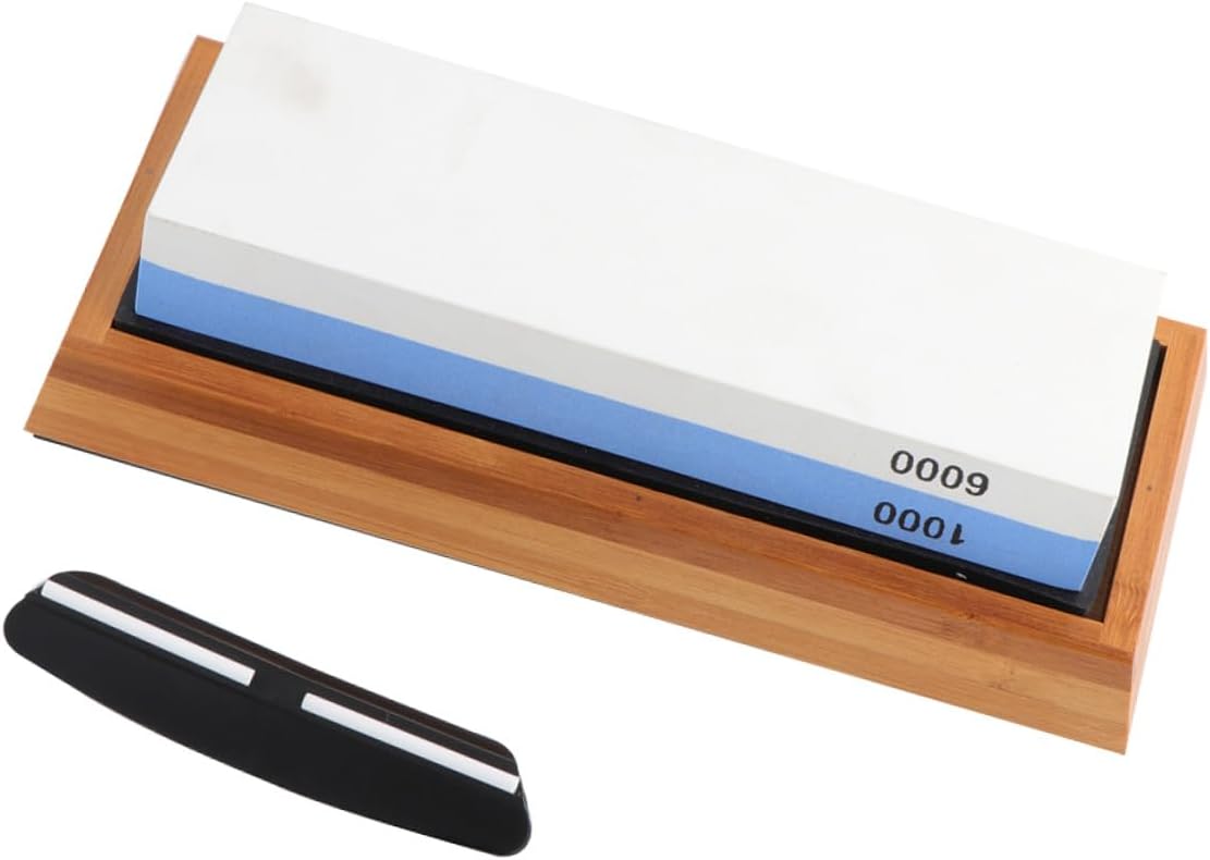 Ciieeo Double-sided Sharpening Stone Whetstone Knife Sharpener 1000/6000 Grit Set with Silicone Mat Base and Angle Guide for Home Kitchen 5pcs Sharpening Tool Kit