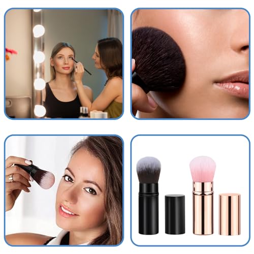 Chenyoyangfen 2 Pieces Retractable Brush,Brush with Cover,for Apply Blush,Makeup setting class retractable makeup brush blusher brush,travel make up brushes makeup brush large makeup brush - Image 8