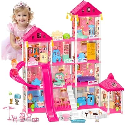 keefun Doll House Play House Princess Castle Bu...
