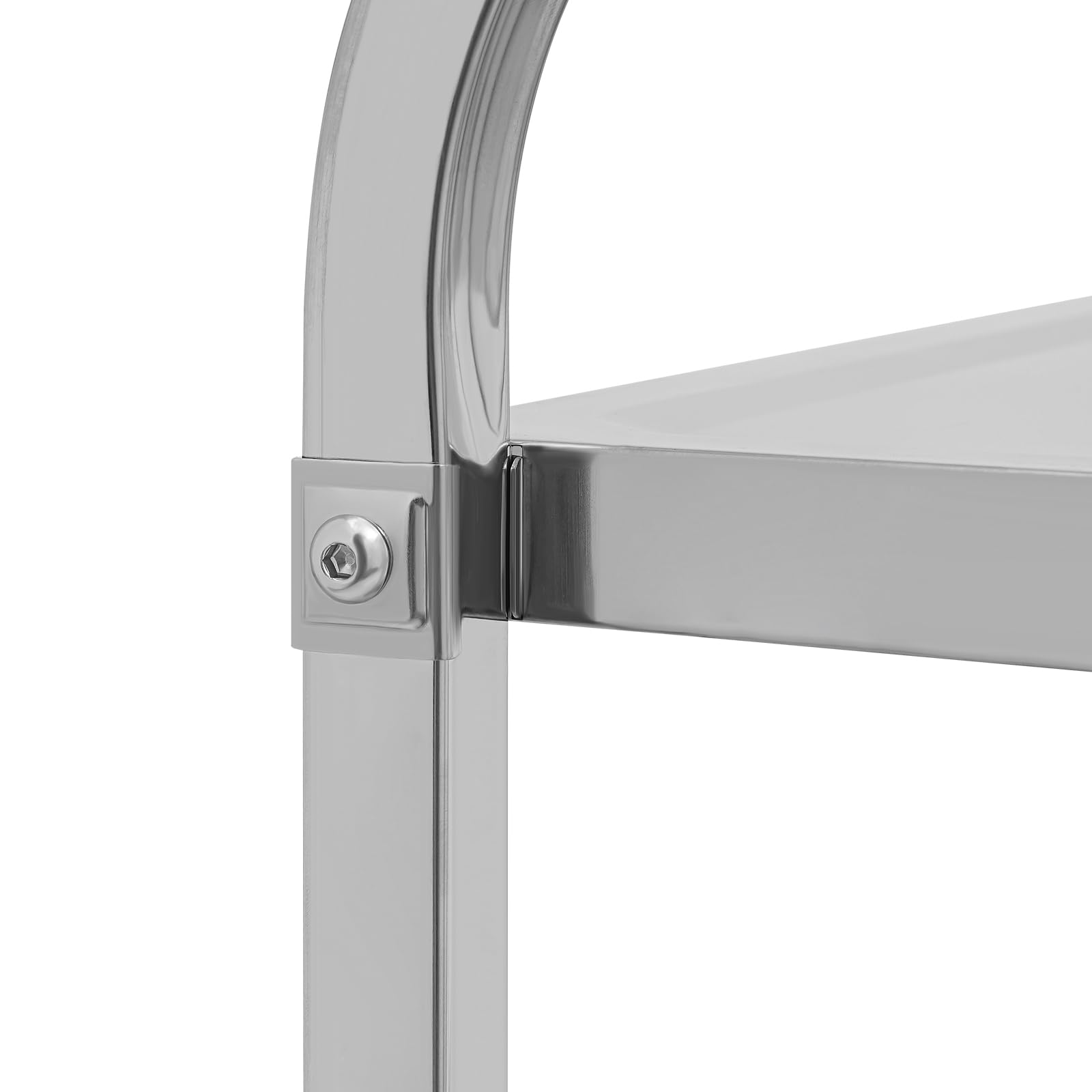 OUKANING Carro de cocina de acero inoxidable con 3 estantes, carro de servicio de alta capacidad de carga y ruedas silenciosas, isla de cocina móvil y estante de cocina para microondas, cocina