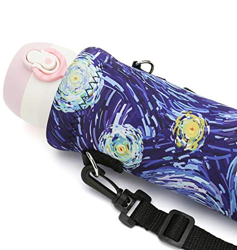 Image of RICHEN Neoprene Water Bottle Carrier Bag with Adjustable Shoulder Strap,Insulated Water Bottle Cover for Stainless Steel /Glass /Plastic Bottles