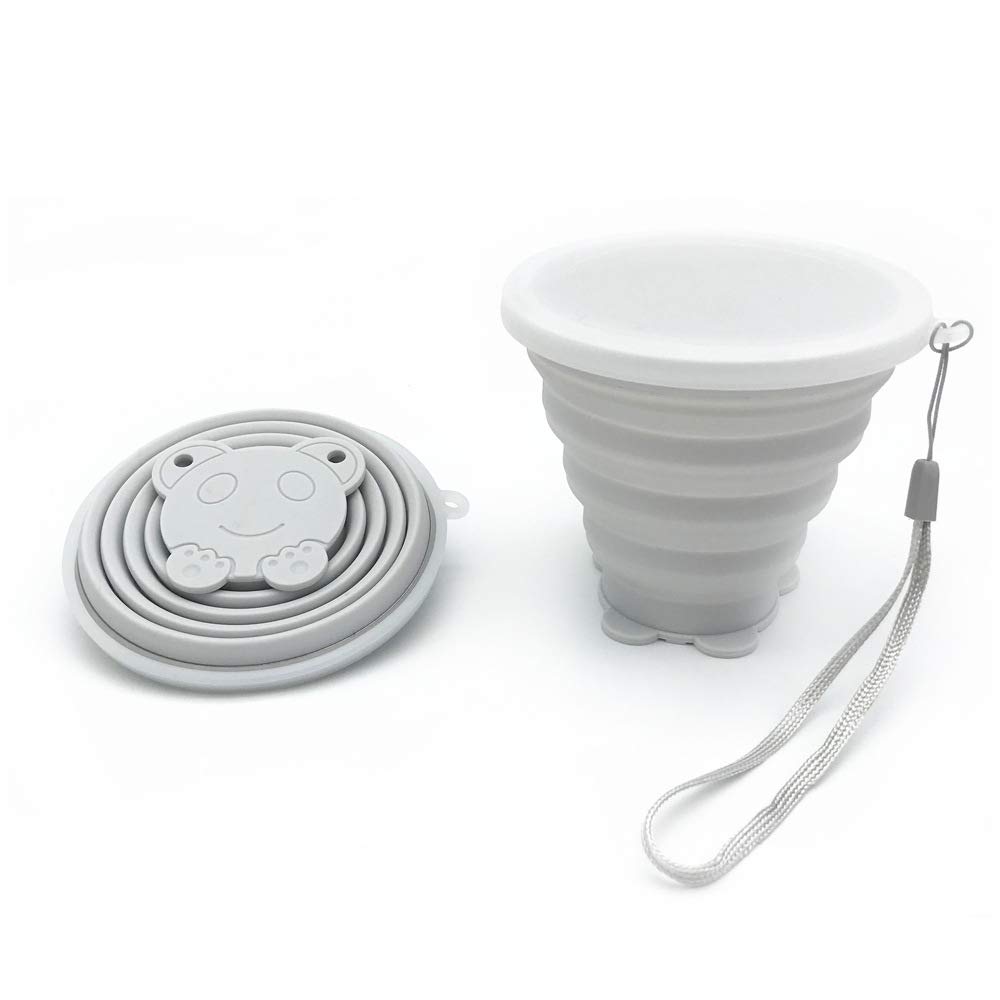 Dibea OneCloud Silicone Folding Cup BPA free Reusable Foldable Collapsible Cup Portable Outdoor Camping Travel Coffee Cup Water Cups (Grey)