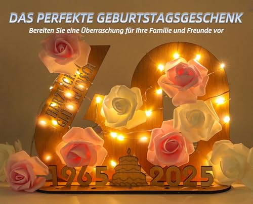 Giftota - 2025 Originelle 30 Geburtstag Geschenk Frauen & Männer - 30 Perlenhochzeit - Geldgeschenke 30 mit LED Lichterkette Ständer - Holz-Schild Gästebuch - 30 Geburtstag Deko - Hochzeitsgeschenke