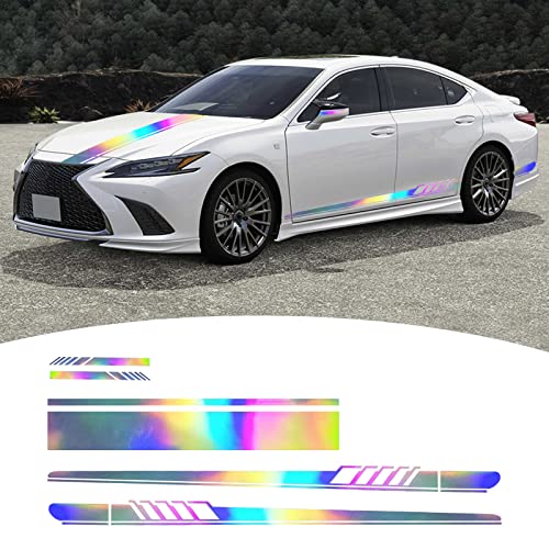 Bilisin 5 Pieces Vinyl Car Side Sticker Long Stripe Auto Racing Sport Body And Roof Hood Decal Decoration For All Cars Suv Truck Off-Road Vehicles Multicolour #TOP19