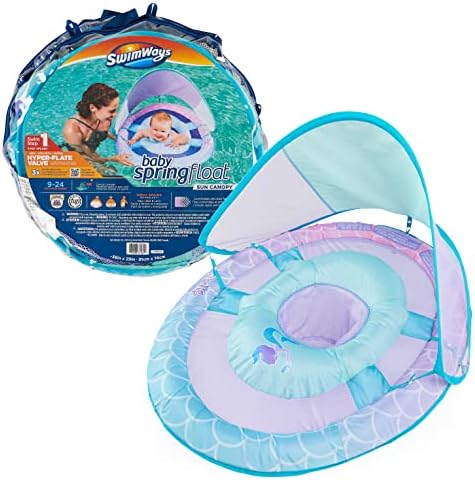 Swimways Sun Canopy Inflatable Baby Spring Float for Kids 9-24 Months, Mermaid Design