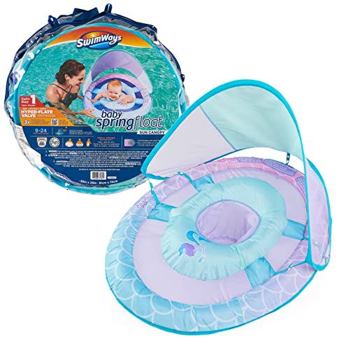 Swimways Sun Canopy Inflatable Baby Spring Float For Kids 9-24 Months, Mermaid Design #TOP2