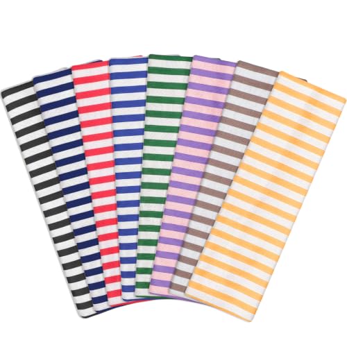 obeoby 8 Pack Striped Headbands for Preppy Style Retro