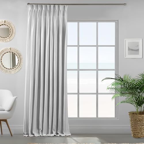 TENDA Solid Faux Velvet Look Curtain (1 Panel) Room Darkening Hanging Pinch Pleat - Made in Turkey