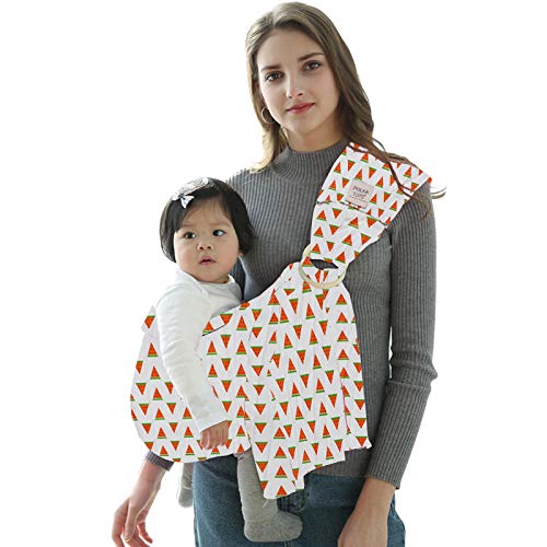 POLKA TOTS Baby Ring Sling Carrier Wrap, Soft Lightweight Cotton Pink (Watermelon Print)