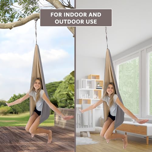 Bradoro Double Layer Reversible Sensory Swing| Outdoor and Indoor Swing For Kids and Adults Up to 260 lbs | Autism Cocoon Swing | Kids Sensory Swing - Image 7