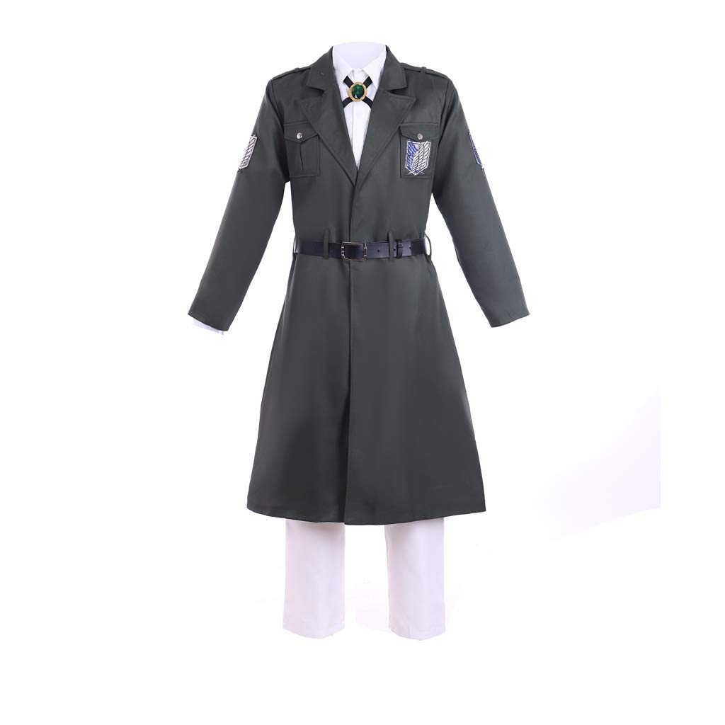 CosplayDiy Men's Attack On Titan Season 4 Marley Army Uniform Cosplay Costume Survey Corps Trench Co