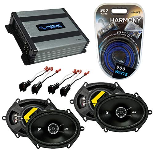 Kicker Bundle Compatible with 2013-2014 Ford F-250/350/450 (2) 43DSC6804 6"x8" 35W Car Audio Speakers with HA-A400.4 Amplifier and HA-725600 Speaker Replacement Harness