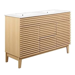 Modway Render 48″ Double Bathroom Vanity in Oak White