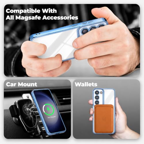 Image of VONZEE Clear Logo Electroplating Transparent Case for Samsung A55 5G, Magnetic Plating Electroplate TPU Cover, Individual Camera Protection for Each Lens - Sierra Blue