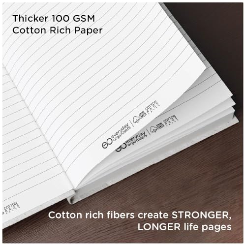Image of eo A5 Hardbound Diary Notebook, 100 Ruled Pages 100 GSM | Flax Linen Cover with Cotton Rag Paper | Aesthetic Journal Diary for Women & Men | Daily Planner, Notes, Office