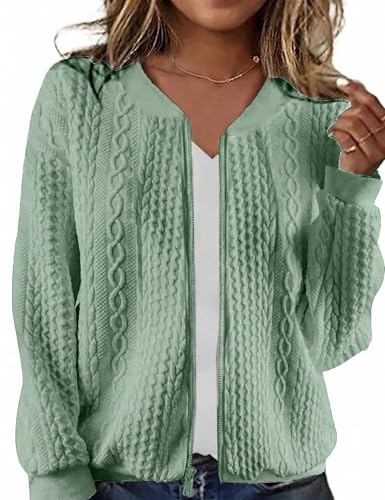 Image of Larmliss Women's Zip Up Cardigan Sweater Hoodies Long Sleeve Jacket Crewneck Casual Outerwear Spring Fall Trendy Coat Outfits