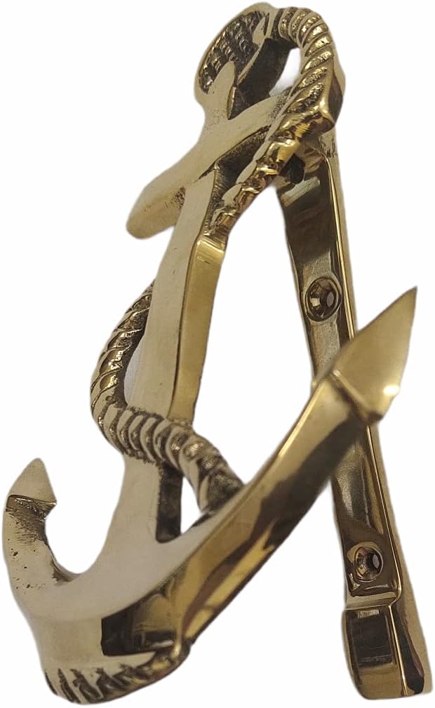 6" Tall Nautical Ship's Anchor Door Knocker Shiny Brass Home/Office Door Knocker