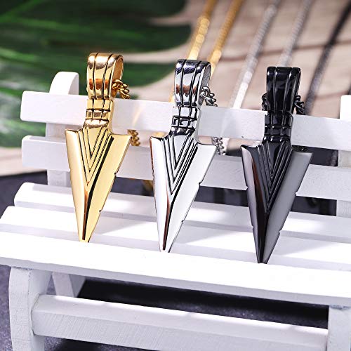 Besteel 3 Pcs Stainless Steel Pendant Necklaces For Men Boys Cool Arrowhead Spearpoint Pendant Chain Necklaces Set #TOP5