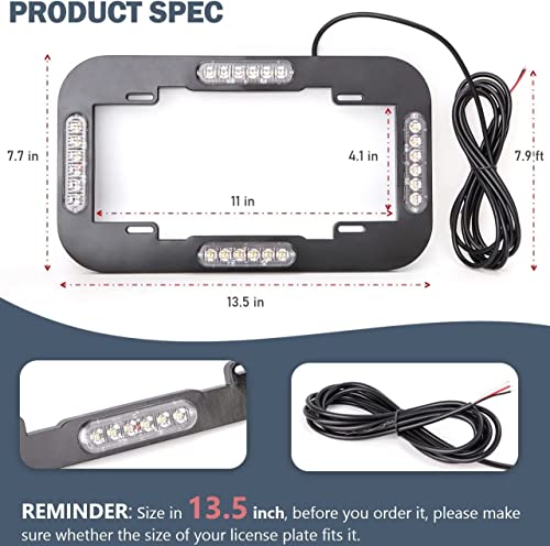 Routeking 13.5" 24 Led License Plate Strobe Lights Waterproof License Frame Light Amber Yellow Warning Lights For Front/Rear License Plate Decor Emergency Safety Light For Vehicles Cars Trucks, 12V #TOP4