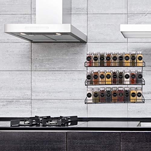 Swommoly 2 Pack Wall Mount Spice Racks, 3-Tier Storage Shelf Organizer, Black, Large #TOP1
