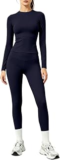Workout Sets For Women 2 Pieces Seamless High Waisted Yoga Legging Long Sleeve Top Going Out Activewear Clothing