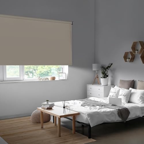 STOR PLANET | Estor Opaco Night, Persianas enrollables de Interior para Ventanas y Puertas. Cortinas Opacas con Tejido Blackout, Estores opacos de Dormitorio, salón, Oficina | Night Piedra, 60x180cm