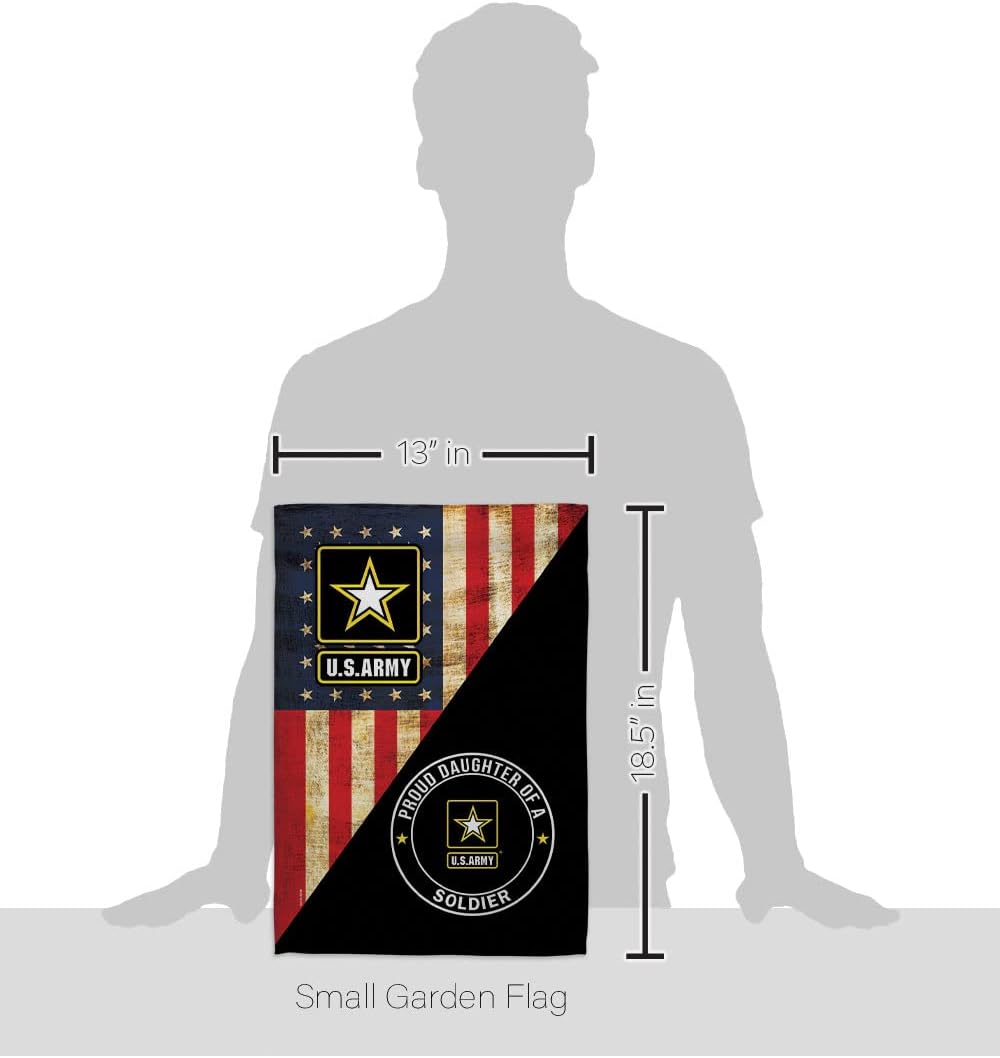 POYOMUK US Military U.S. Army Proud Daughter of A Soldier Flag Armed Forces Double-Sided Lawn Decoration Gift House Garden Yard Banner United State American Military Veteran, 12" x 18.5 Made in USA - Image 2