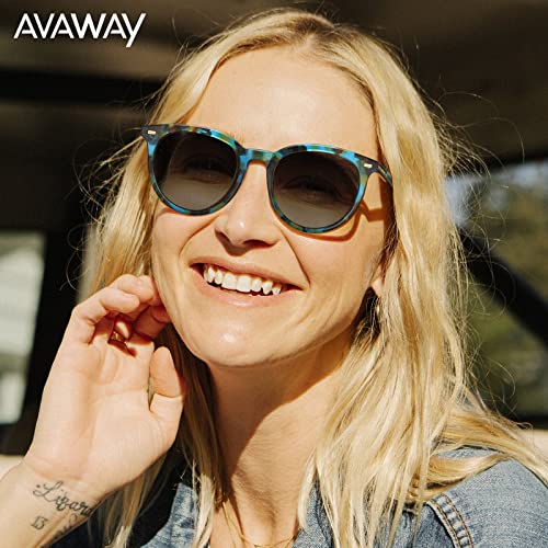 AVAWAY Round Acetate Polarized Sunglasses for Women Medium Face UV Protection Dark Driving Beach Shades2