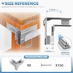 Workbench and Shelving Hardware Kit - Galvanized Steel Workbench Bracket Kit - 8PCS Workbench Brackets with 100 Upgraded 201 SS Screws - 2x4 Workbench Kit for Custom Size Table - Fits 1.5"x3.5" Lumber