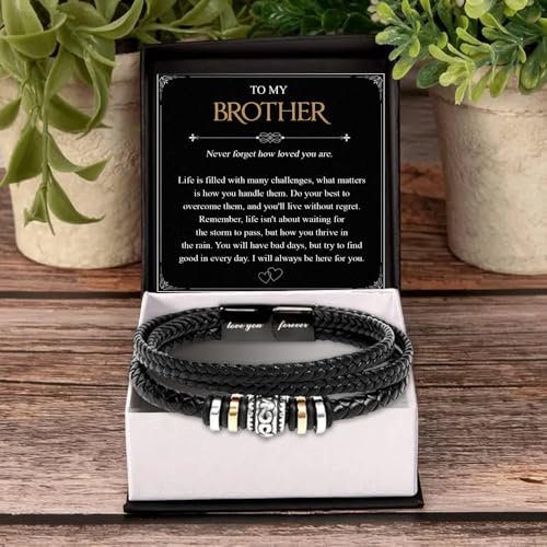 To My Brother Bracelet, Birthday Gifts For Brother Bracelet With Message Card And Box, Man Gifts From Mom And Dad, Inspirational Gift For Men On Birthday Graduation Christmas Anniversary4