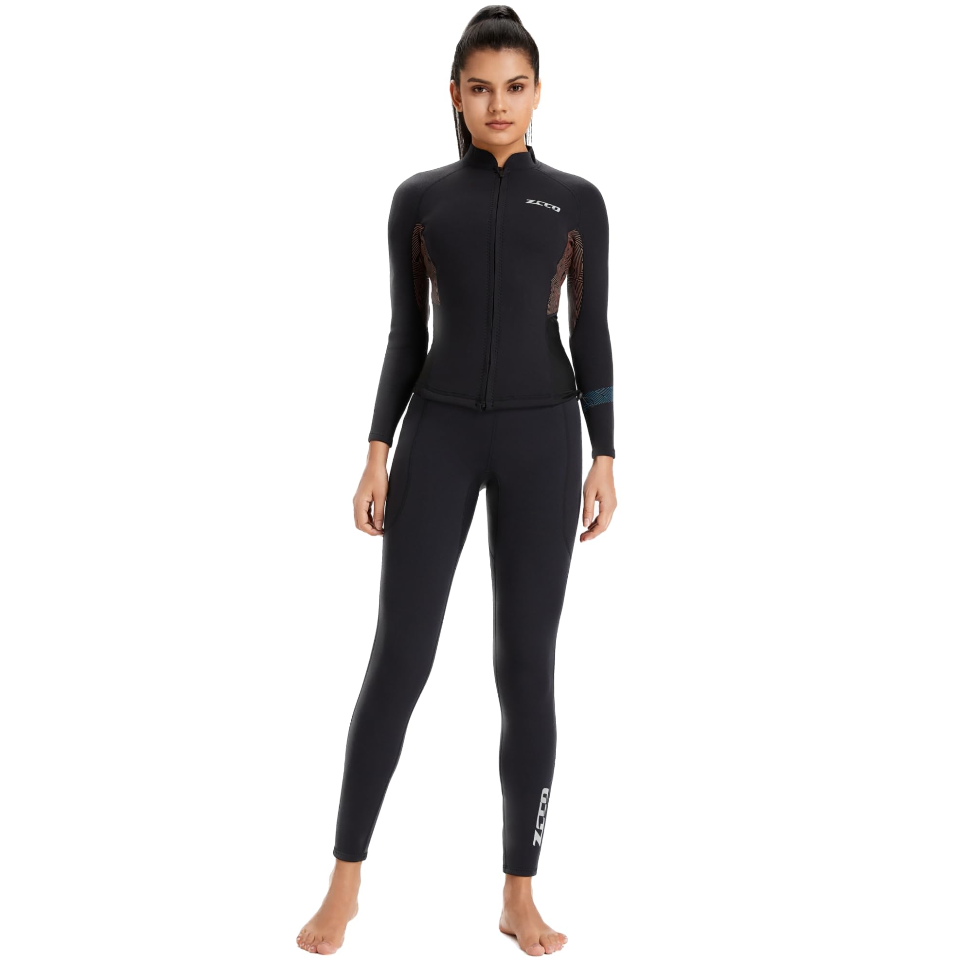 ZCCO Muta in neoprene da 2mm per uomo e donna - Pantaloncini e pantaloni - Per immersioni subacquee - Zip frontale - Per pesca subacquea, snorkeling e surf