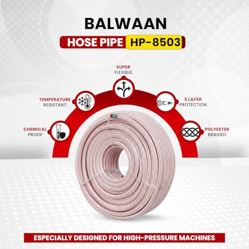 Image of BALWAAN Krishi Hose Pipe | 8.5mm | 30 Meter | Heavy Duty 5 Layer Braided | for Spraying, Irrigation & Gardening | UV & Weather Resistant | HP-8503