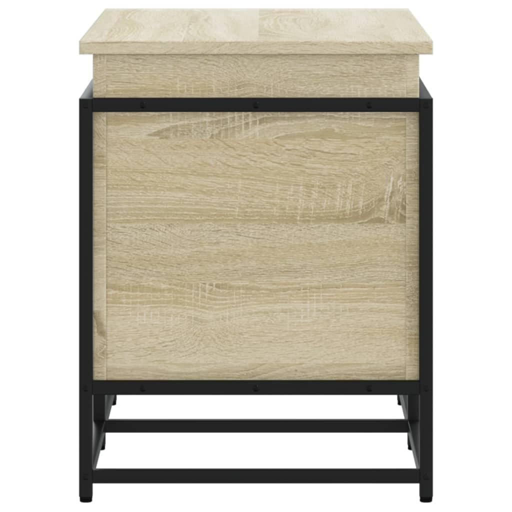 Homgoday Caja con tapa de roble Sonoma, 80 x 40 x 51,5 cm, aglomerado, muebles de baúles y baúles, contenedor de jardín, porta herramientas de jardín, puf de exterior, baúl de exterior