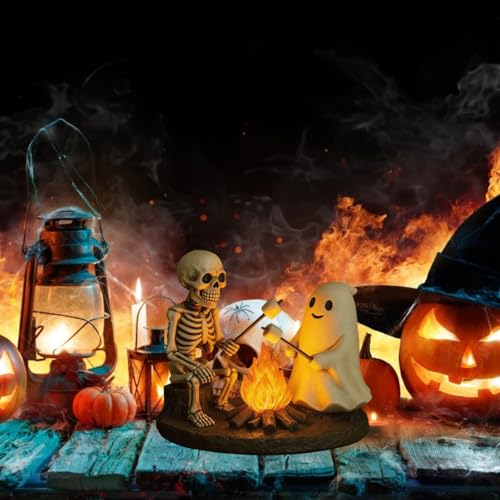 Tête de mort spectre lumineux Halloween résine artisanale - 4