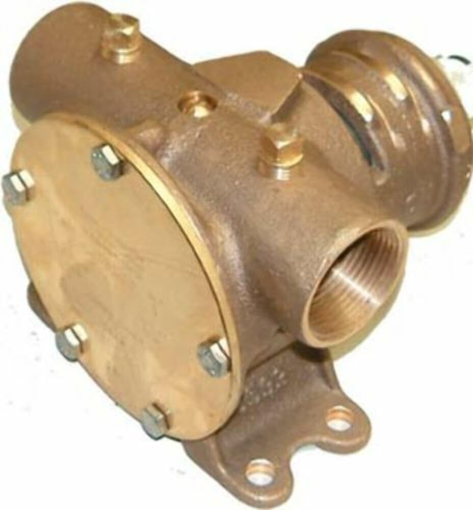 Jabsco 6400-1051 Marine Pulley Driven Flexible Impeller Pedestal Mount Pump (62-GPM, Neoprene Impeller, Full Cam, Mechanical Seal, 1.25" NPT Horizontal Port, Short Shaft for Caterpillar Engines),Bronze